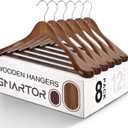 SMARTOR Wooden Suit Hangers for Men 8 Pack, Wide Shoulder Wood Suit Hangers with Non Slip Pant Bar, Wide Hanger for Suits, Coats, Jackets, Walnut