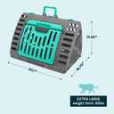 SportPet X-Large Hard-Sided Travel Cat Carrier - Cat Carrier with Patented Wide Side-Opening Door, Foldable Portable Pet Carrier for Cats & Small Pets up to 35lbs - Dark Gray/Teal