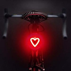 Heart Shape LED Bicycle Light USB Rechargeable Bicycle Taillight Waterproof MTB Taillight 5 Mode Cycling Night Safety Warning Lamp