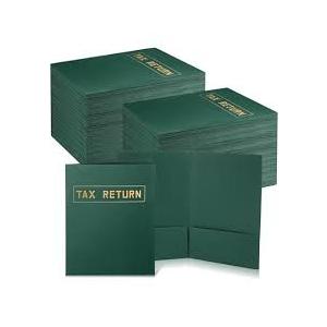Kosiz 200 Pcs Tax Return Folders Bulk 9 x 12 Inch 2 Pocket Gold Foil Stamped Folder with Pockets for Business Office Storing or Handling Personal and Customer Tax Return Organizer (Green)