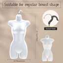 12 Pcs Hanging Mannequin Body Torso Female Women Dress Form with Hanger Hook Hip Long Hollow Back Mannequin Torso Thickened Plastic Shirt Display White (31.1 x 16.1 Inch)