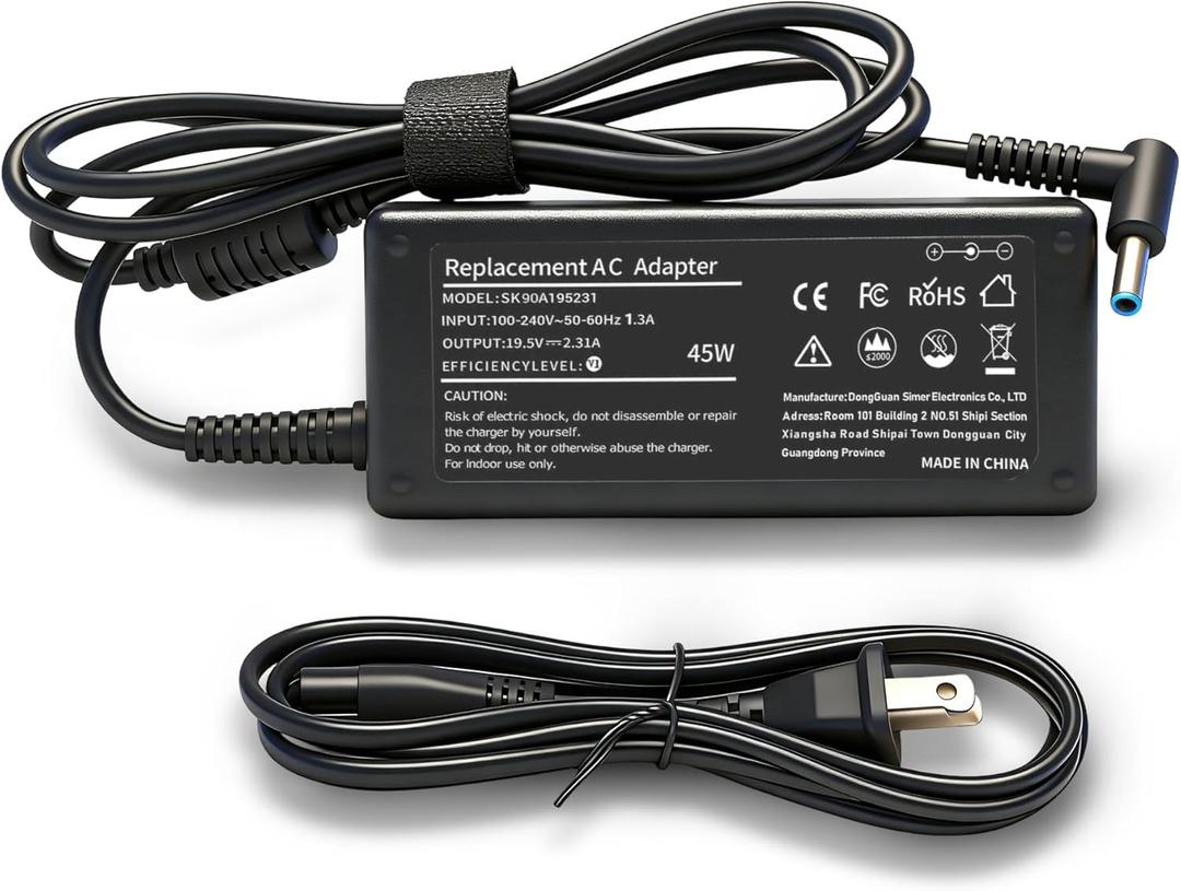 45W Laptop Charger Replacement for HP Laptop Charger Elitebook x360 Pavilion Spectre Chromebook Envy Elite x2 Computer Travel Smart Blue Tip Power Adapter