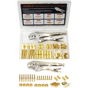 Hose Repair and Assembly Kits, 1/4" ID Torch Hose Repair Parts Kit, Oxygen Acetylene Welding Hose 'B' Size Fittings with Crimper, Welding Hose Repair and Installation Kit