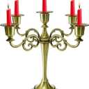 YOUEON 5 Arm Brass Candelabra, Candelabra Candle Holder, 10 Inch Tall Candlesticks Holder, Elegant Taper Candle Holder Centerpiece for Wedding, Church, Halloween, Dining, Home Decor
