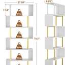 Gadroad 6-Tier Geometric Bookcase,S Shaped Bookshelf, Wood Decorative Storage Shelving, Modern Freestanding Display Shelves, Tall Book Shelf Unit for Living Room Bedroom