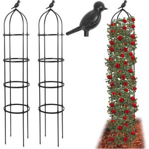 2-Pack 6FT Garden Obelisk Trellis for Climbing Plants,70Metal Plant Support Tower, Heavy Duty Thickened Tube,Rustproof Black Flower Stand for Vines, Roses, Outdoor & Indoor Use