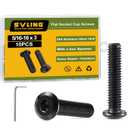 5/16-18 x 3" Bolt, 10PCS Flat Head Hex Socket Cap Screws Bolts, 304 Stainless Steel 18-8, Fully Threaded, Black Zinc Finish, with Hex Spanner