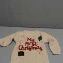 fhutpw Newborn Baby Girl Knit Sweater Romper Long Sleeve Letters Embroidery Onesie Infant Fall Winter Clothes (6-9 Months, Christmas Khaki)