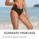 Daci Women V Cut Bikini Bottoms - Mid Waist Cheeky Swim Bottoms High Cut Bathing Suit Bottoms (Black, S)
