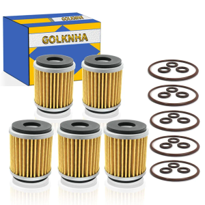 Oil Filter Kit Compatible with Yamaha YFZ450 YFZ450R YFZ450RSE OEM# 5D3-13440-09-00 93210-47675-00 93210-07135-00 5D3-13440-02-00 (Pack of 5)