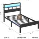 Twin Size Bed Frame with Charging Station and LED