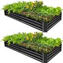 Land Guard 2 Pack 841ft Galvanized Metal Raised Garden Bed, Metal Planter Kit Box Outdoor for Deep-Rooted Vegetables, Flowers, Green and Herbs (Gray)