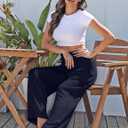 TARSE Womens Summer Linen Palazzo Pants Boho High Waisted Wide Leg Casual Long Lounge Pant Trousers with Pockets (Blue, M)