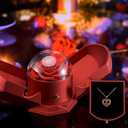 Preserved Red Rose with Heart Necklace, Eternal Real Rose, Romantic Rose Gifts for Women, Mom, Wife, Girlfriend, Mothers Day, Valentines Day, Anniversary, Birthday(Red)