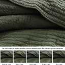 WDCOZY 100% Cotton Oversized King Size Quilt Set - Olive Green California Cal King Striped Pick Stitch Soft Lightweight Bedspread, Textured Like Linen, Farmhouse Country Rustic Coverlet, 3 Pieces