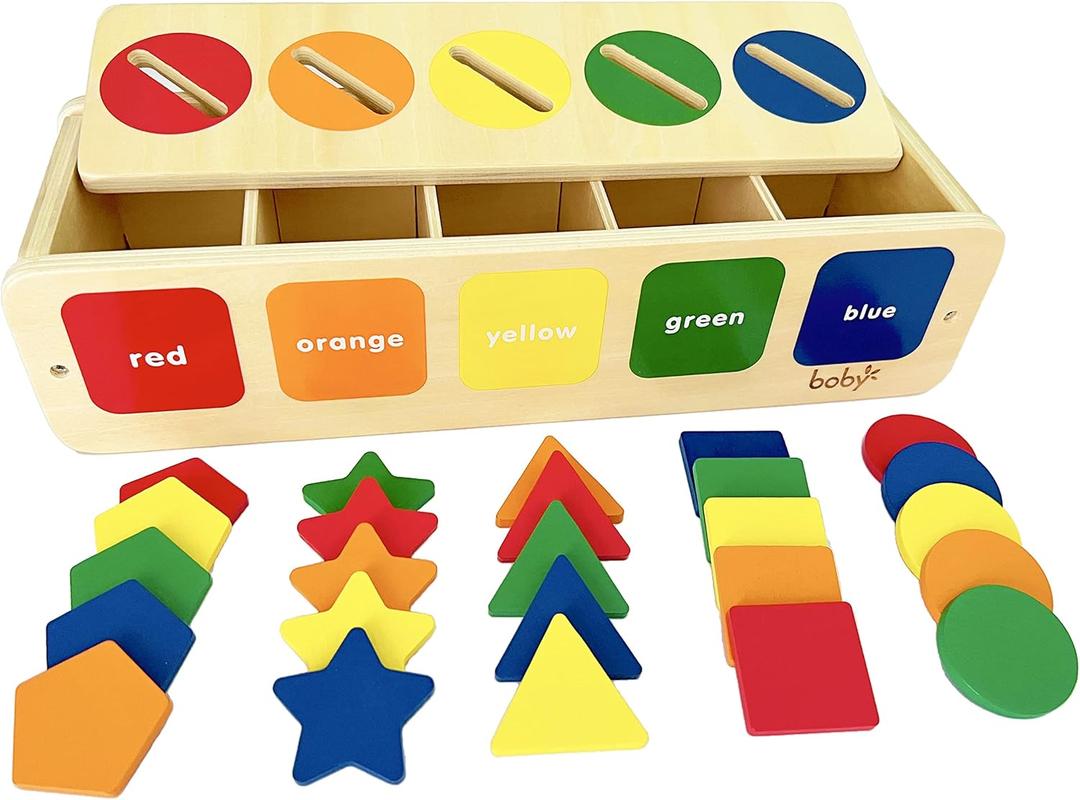 Dailyfunn Montessori Toys Color&Shape Sorting Learning Matching Box For Baby Toddlers 1-3 Year Old