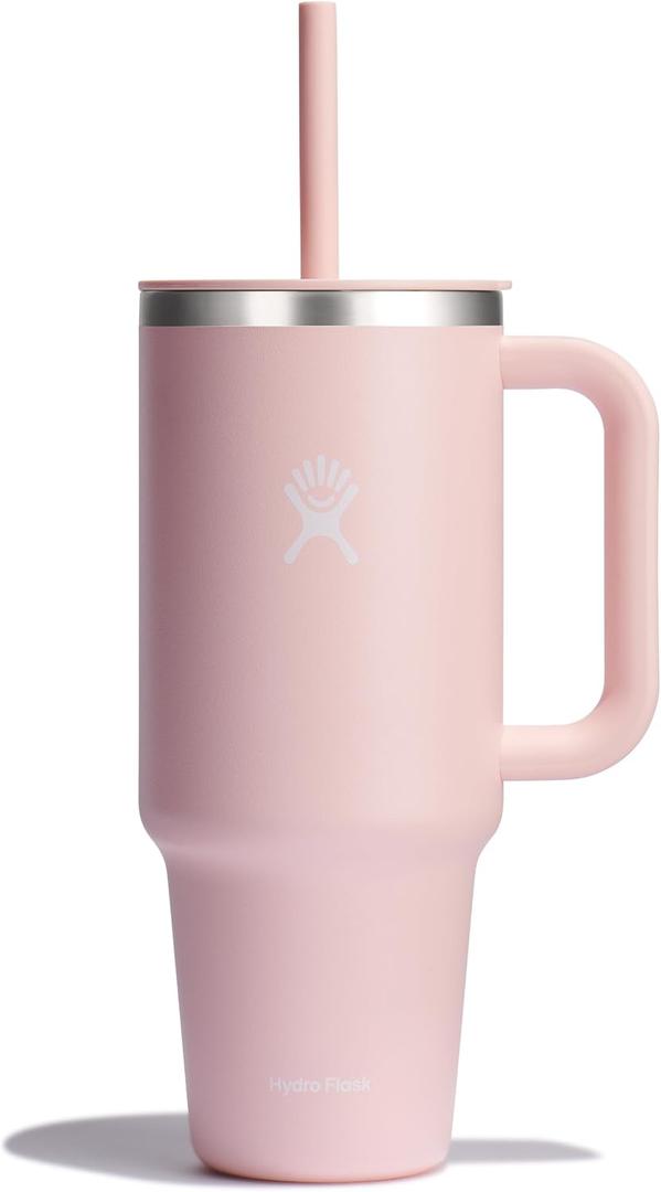 Hydro Flask Travel Tumbler with Handle, Lid and Straw - Insulated Stainless Steel in 40 Oz Trillium