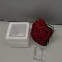 Fule Artificial Silk Rose Flower Centerpiece Arrangement in Glass Vase with LED Light for Home Wedding Decoration (Burgundy)