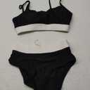 Bikini Sets for Women High Waisted 2025 Two Piece Swimsuits Sporty Color Block Bathing Suit, Size: S
