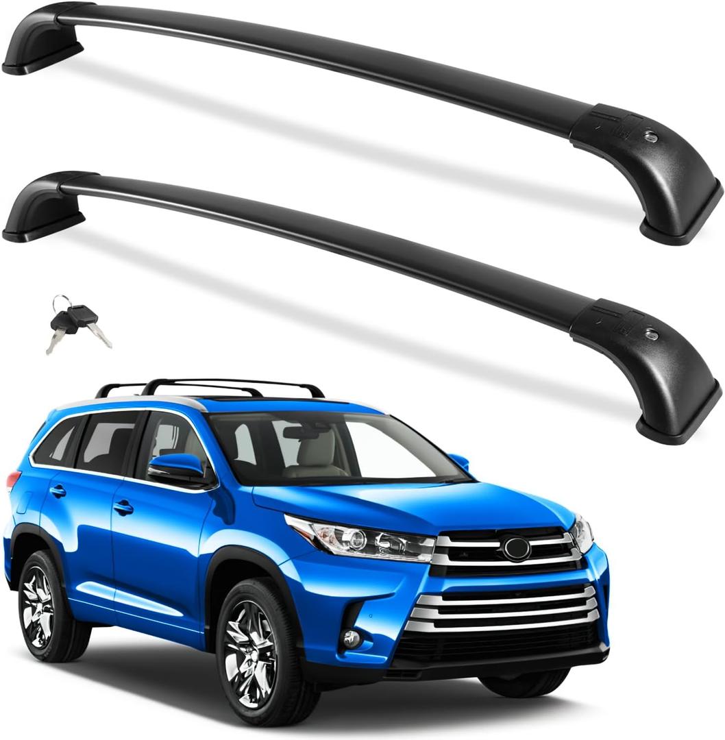 Wonderdriver Lockable Roof Rack Cross Bars 220lb Compatible with 2014-2019 Toyota Highlander XLE Limited & SE & LE Plus & LE with Anti-Theft Metal Heavy Duty Crossbars Black Rooftop Luggage Carrier