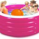 Blow Up Pool, 72" X 30" Deep Round Inflatable Swimming Adult Pool, Backyard Inflatable Pool for Kids Swimming, Pink