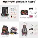 BAGAIL 8 Set Packing Cubes Luggage Packing Organizers for Travel Accessories-Black Floral