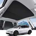 BASENOR 2025 2026 Tesla Model Y Juniper Accessories Sunshade Roof [No Gap] [Nano Ice-Crystal] Heat Insulation Foldable Glass Sunroof Cover, UV Protection Sun Shade for Model Y Juniper Launch Black
