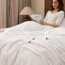 PHF 100% Cotton Muslin Duvet Cover Queen Size, 3-Layer Guaze Ultra Soft Breathable Textured Linen Like, 3pcs Bedding Comforter Cover Set for All Season, Duvet Set with 2 Pillow Shams, 90"x90", White