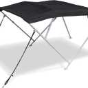 Savvycraft 4 Bow Bimini Top, 10 Feet Long Square Tube Bimini Top Set, Includes Marine Grade Canvas Cover, Storage Boot, Rear Poles with 1 Inch Aluminum Frame, Black, 4 Bow 120" L 54" H 97"- 103" W