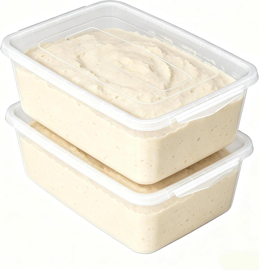 2-Pack Large Capacity Pizza Dough Proofing Box with Lid, Airtight Dough Tray & Proofing Container for Pizza, Bread, Sourdough, Stackable BPA-Free, 16.5" x 11.7" x 5.7", Clear