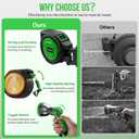 Retractable Garden Hose Reel, 1/2 in x 150 ft Heavy Duty Wall-Mounted Hose Reel with 180 Swivel Bracket, 10-Pattern Nozzle, Automatic Slow Rewind System, Any Length Lock for outside Watering,Cleaning