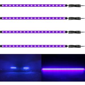 Vbakor 12V Marine Boat Ultra Violet UV Black Light LED Lights Strip, Night Fishing Lights, 5050 LED IP67 Waterproof UV Led Strip for Fishing Pontoon Kayak Yacht Sailboat (4 Pcs 20'')