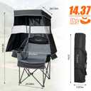 Camping Chair with Canopy Shade Heavy Duty Folding Chair with Umbrella Cup Holder Oversized Beach Chairs with Canopy for Adults Portable Padded Outdoor Lawn Chair for Sports Events Fishing, 500LBS