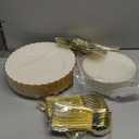 150pcs Ivory Scalloped Plastic Plates Set with Gold Rim,Fancy Disposable Dinnerware Sets Include 60 Plastic Dessert Plates,30Forks, 30Knives, 30Spoons Perfect for Wedding & Easter & Mother's Day