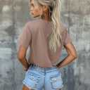 Ficerd 4 Pack Women's Cotton T Shirts Casual Short Sleeve Tunic Tops Crewneck Plain Summer Loose Fit Rolled Sleeve Basic Tee (M)
