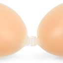 Strapless Sticky Adhesive Bra Invisible Push up Reusable Silicone Off Backless Viscous for Women Dress (Beige)
