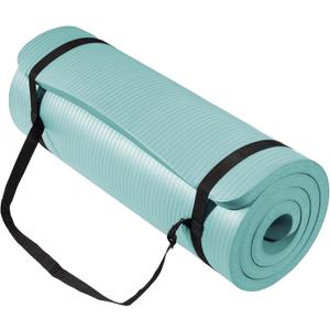 Yoga Mat 1-Inch Extra Thick High-Density Exercise Mat with Non-Slip Surface & Carry Strap for Men & Women Tear-Resistant Pilates Workout Mat for Home Gym, Floor Fitness (Aqua)