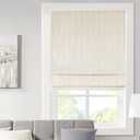 Madison Park Galen Cordless Fabric Privacy Single Panel Darkening, Energy Efficient Roman Shade, Window Curtain, 39"W x 64"H, Basketweave Sheen Ivory