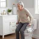 2-in-1 Toilet Seat Riser with Lid and Flip-Up Padded Arms, Raised Toilet Seat with Handles for Seniors, Elderly & Disabled, Secure Locking, Height Assistance Safety Support for Standard Toilets