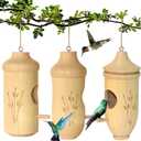 Hummingbird House - Natural Wooden Hummingbird Houses for Outside Hanging, Gardening Gifts Home Decoration 3 Packs