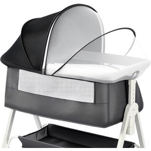 DUOMI Mosquito Net for Bassinet with Frame,Portable Bassinet Mosquito Net Cover to Keep Pets Out. (Black-Sunshade Bassinet Cover)
