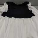 MakeMeChic Women's Maternity Blouse Color Block Long Sleeve V Neck Flared Babydoll Peplum Tops (XX-Large, Black and White)