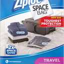 Ziploc Space Bag Clothes Vacuum Sealer Storage Bags for Home and Closet Organization, Travel, 2 Bags Total