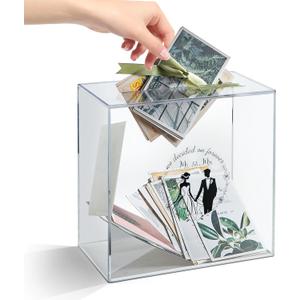 Acrylic Wedding Card Box, Large Gift Card Boxe with Slot for Reception, Wedding Reception Card Boxes for Wedding Anniversary