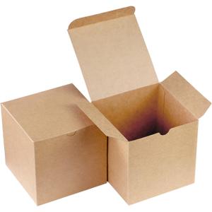 Xxcxpark 48 PCS Brown Gift Boxes 4x4x4 inches, Decorative Party Favor Gift Packaging Box with Lid for DIY Crafting, Cube, Cupcake, Kraft Present Boxes for Birthday, Wedding, Anniversary