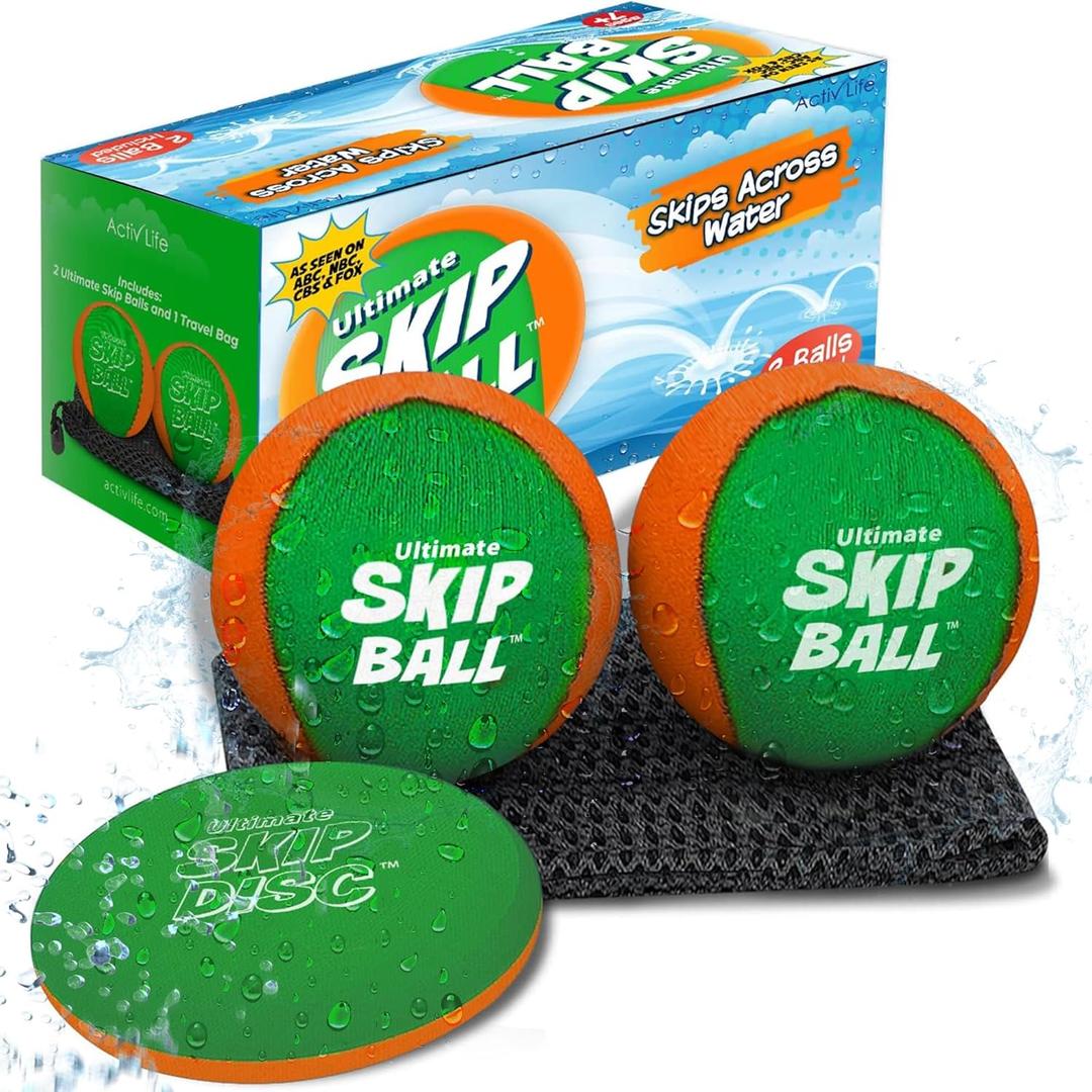Activ Life The Ultimate Skip Ball  Water Bouncing Ball (2 Pack) Create Lasting Memories with Your Friends & Family at The Beach, Lake or Pool - Great for All Ages