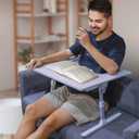 Armrest Laptop Desk for Couch and Bed,Hospital Bed Table,Lap Desk Pillow,Large Adjustable Bed Desk for Laptop with Drawer and Tablet Slot,U-Table for Reading, Gaming, Writing,Eating,Drawing