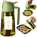 TrendPlain - Original 16oz/470ml Olive Oil Dispenser Bottle for Kitchen Gadgets and Air Fryer Accessories - Olive Oil Sprayer for Cooking w/Stickers - Green