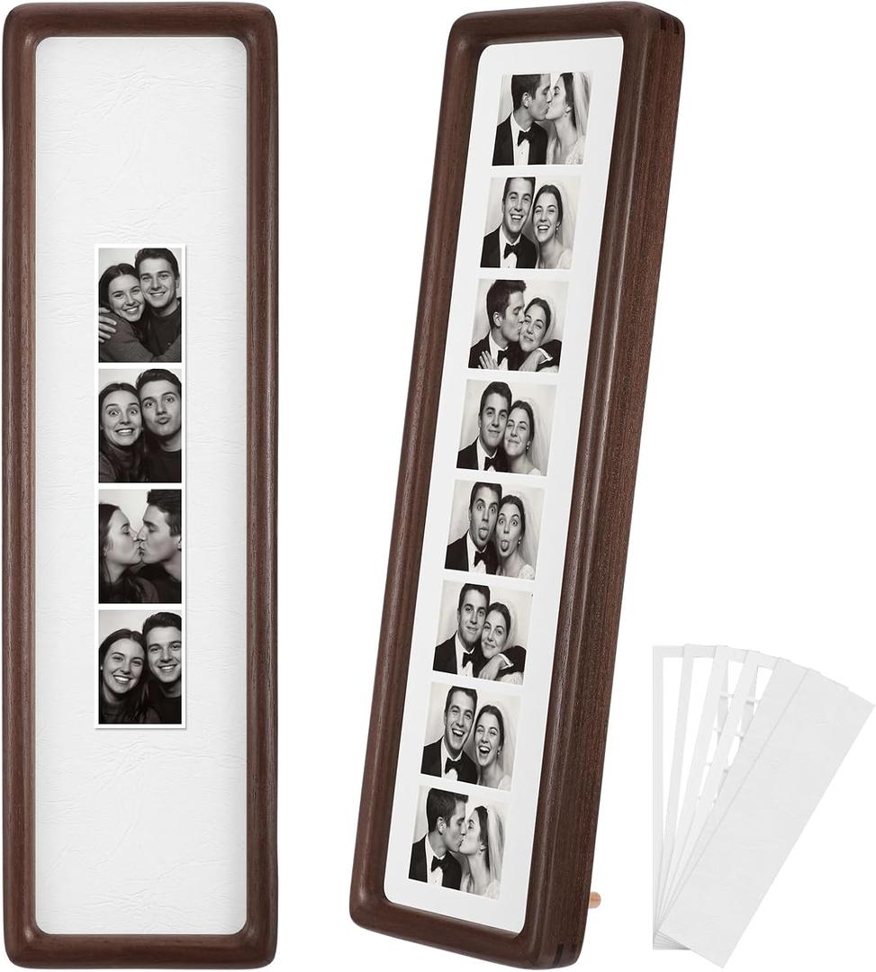 Lineshading 2 Pcs Photo Strip Frame 16x4 Walnut Wood Photo Holder, Paper