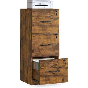 VASAGLE 3 Drawer File Cabinet with Locks, for A4, Letter Sized Documents